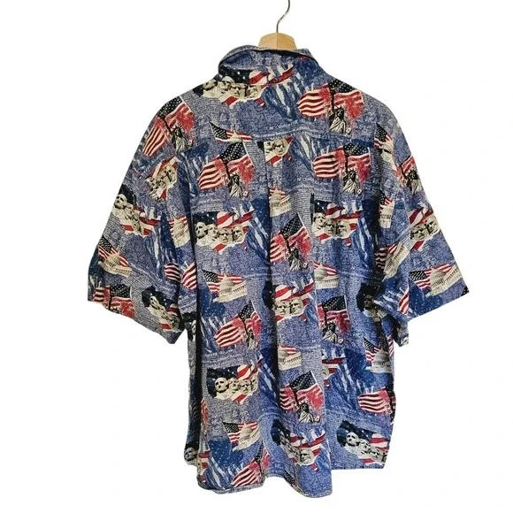 Cotton Trader‎ Shirt Mens 2xl Mt Rushmore 4th July short sleeve allover print - Picture 2 of 6